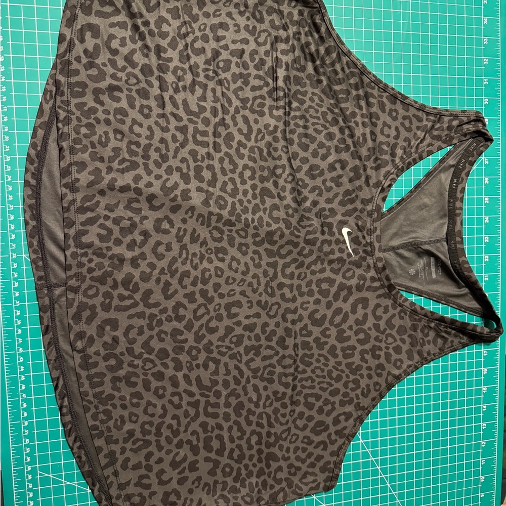 Nike Black and Gray Leopard Print Dri-Fit Tank